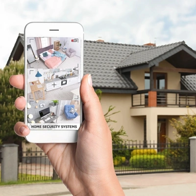 St. George vivint phone display of cctv live feed in front of a house